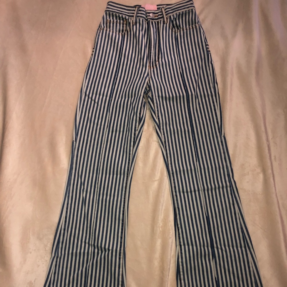 Denim and white stripe jeans